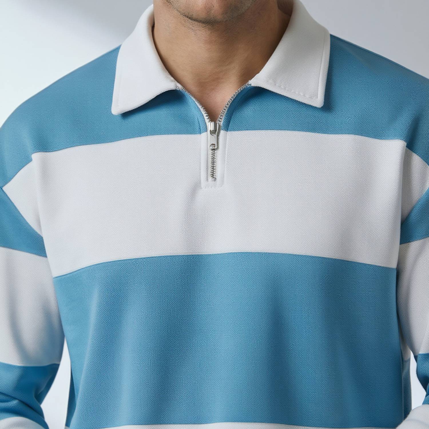 Try Men Light Blue Polo Neck T-Shirt - Image 2
