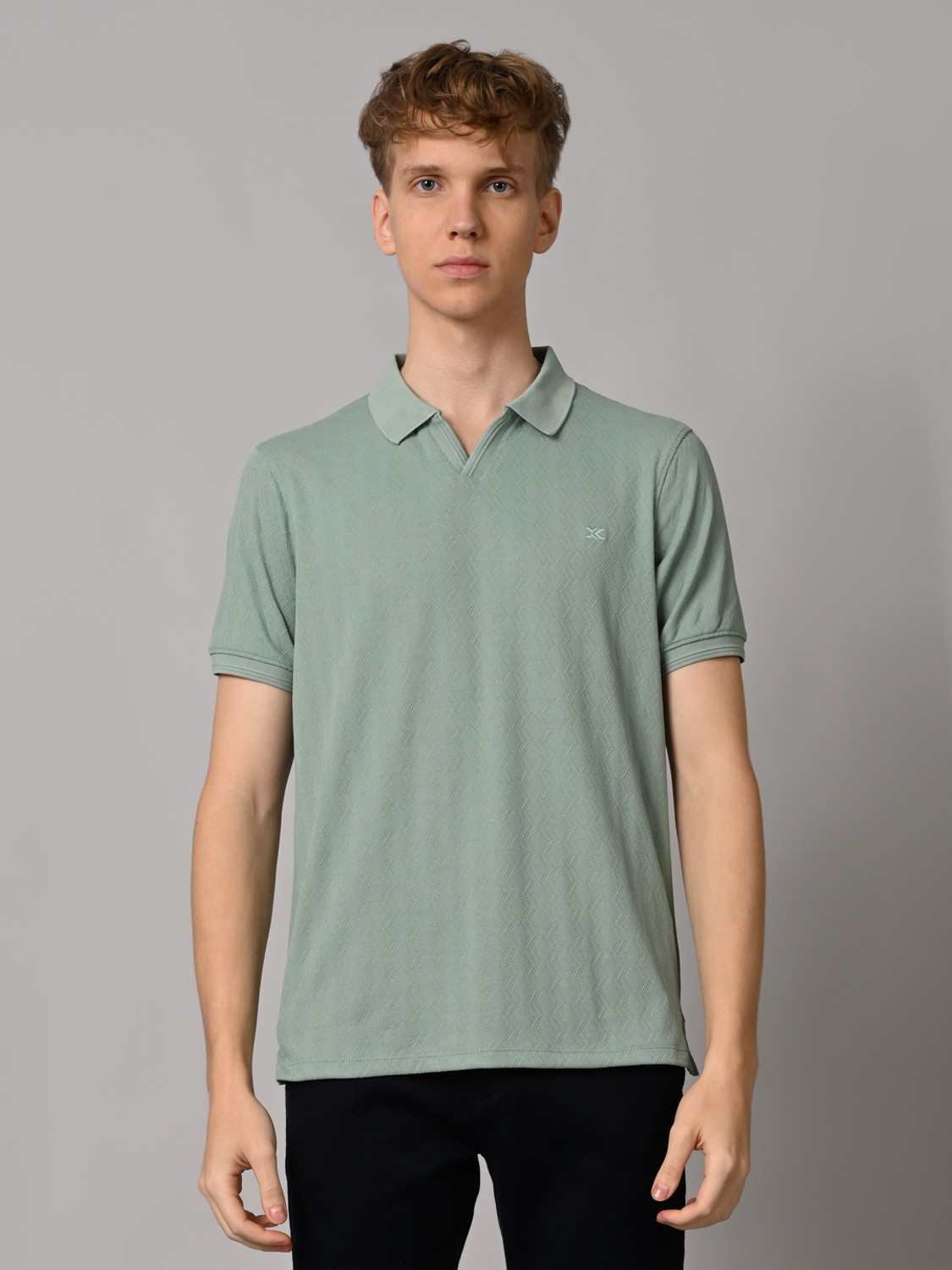Image of KILLER Self Design Men Polo Neck Light Green T-Shirt