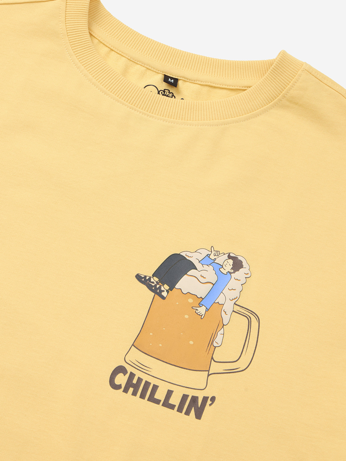 Image of The Souled Store Graphic Print Men Round Neck Yellow T-Shirt