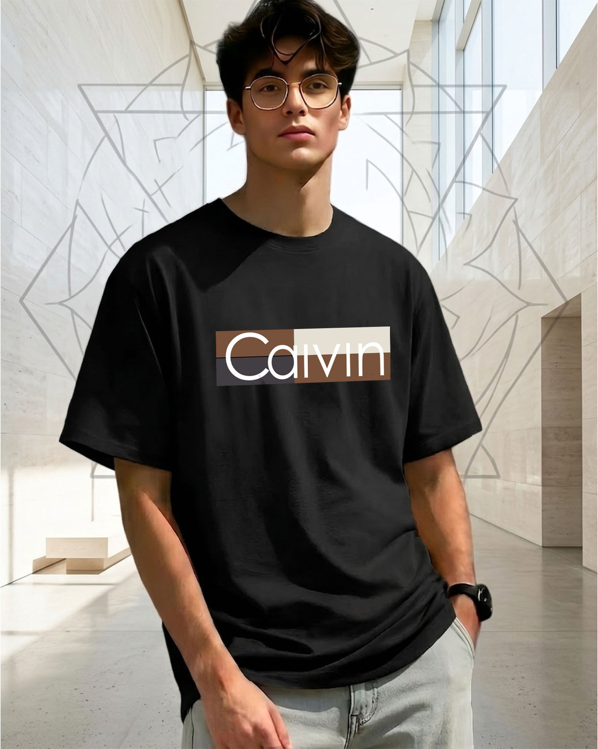 Image of AUSK Printed Men Round Neck Black T-Shirt