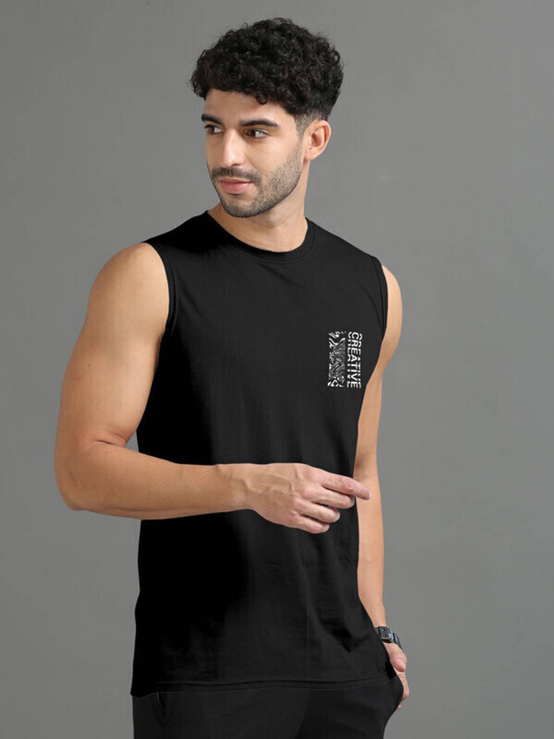 Triptee Men Black Round Neck T-Shirt - Image 4