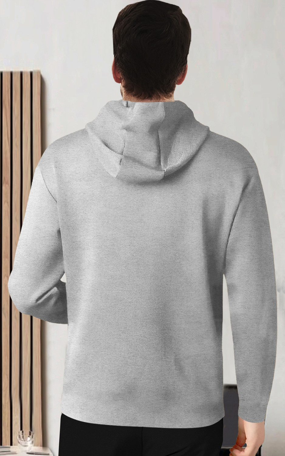 Image of BLIVE Printed Men Hooded Neck Grey T-Shirt