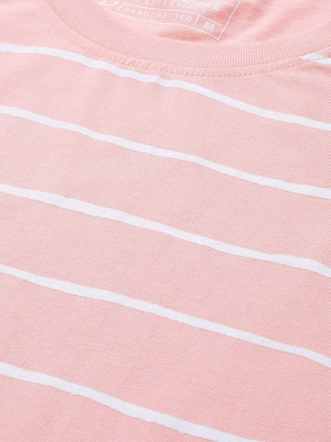 Image of Mast & Harbour Striped Men Round Neck Pink T-Shirt