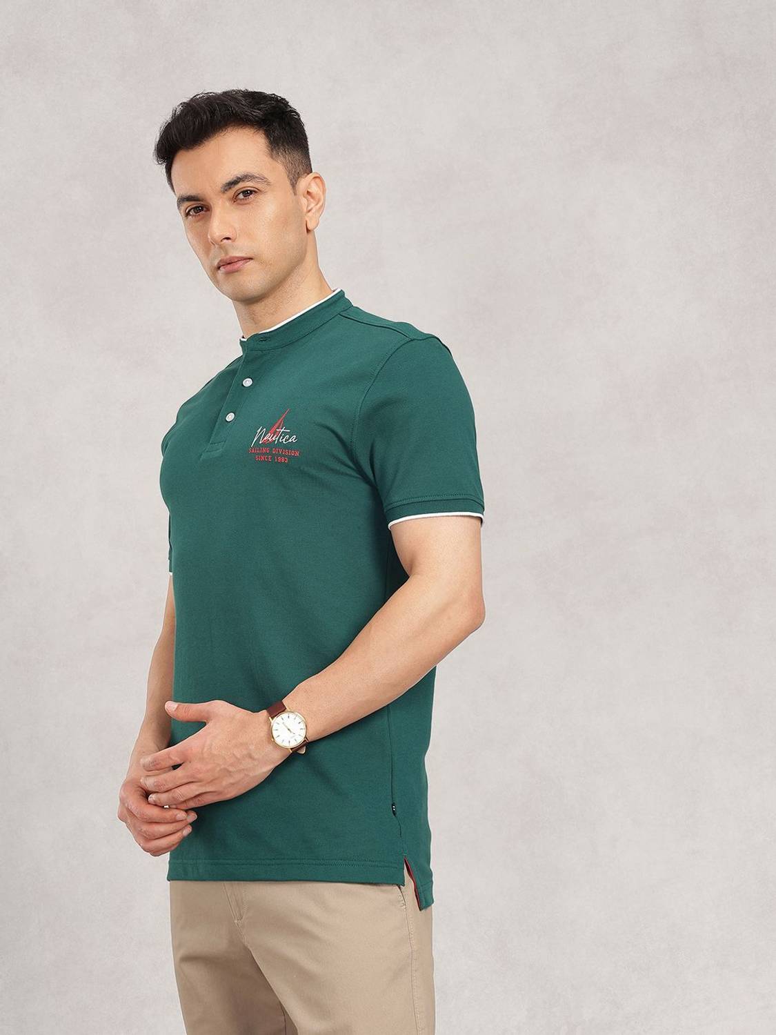 Men Printed NAUTICA ミントグリーン ネッククーラ-F804 Mandarin NAUTICA Buy - T-Shirt Green Collar 扇風機・サーキュレーター