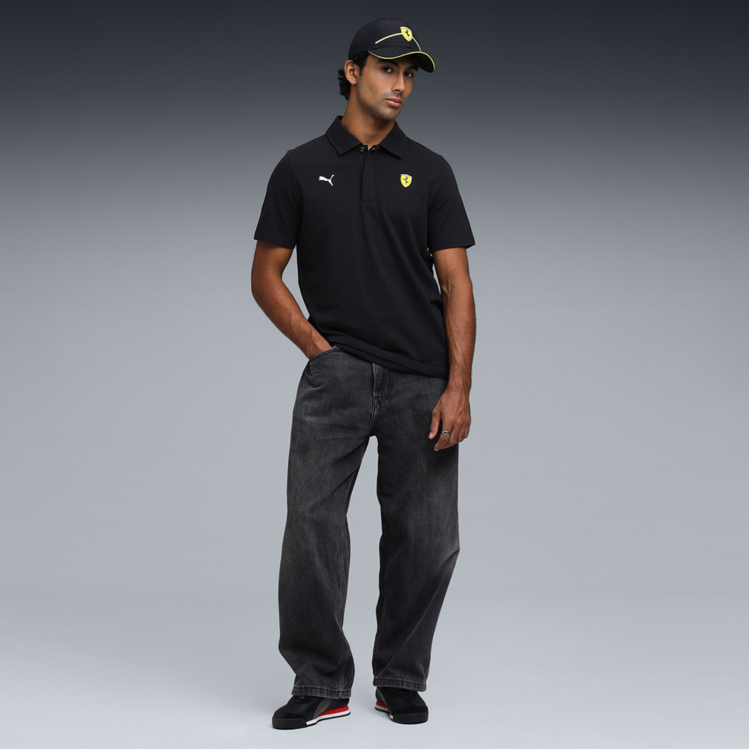 Image of PUMA Solid Men Polo Neck Black T-Shirt