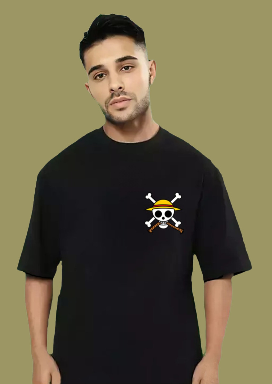 Image of Trift Point Printed Men Round Neck Black T-Shirt