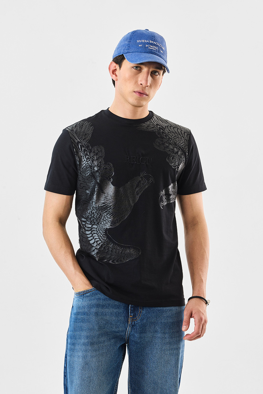Image of Snitch Graphic Print Men Crew Neck Black T-Shirt