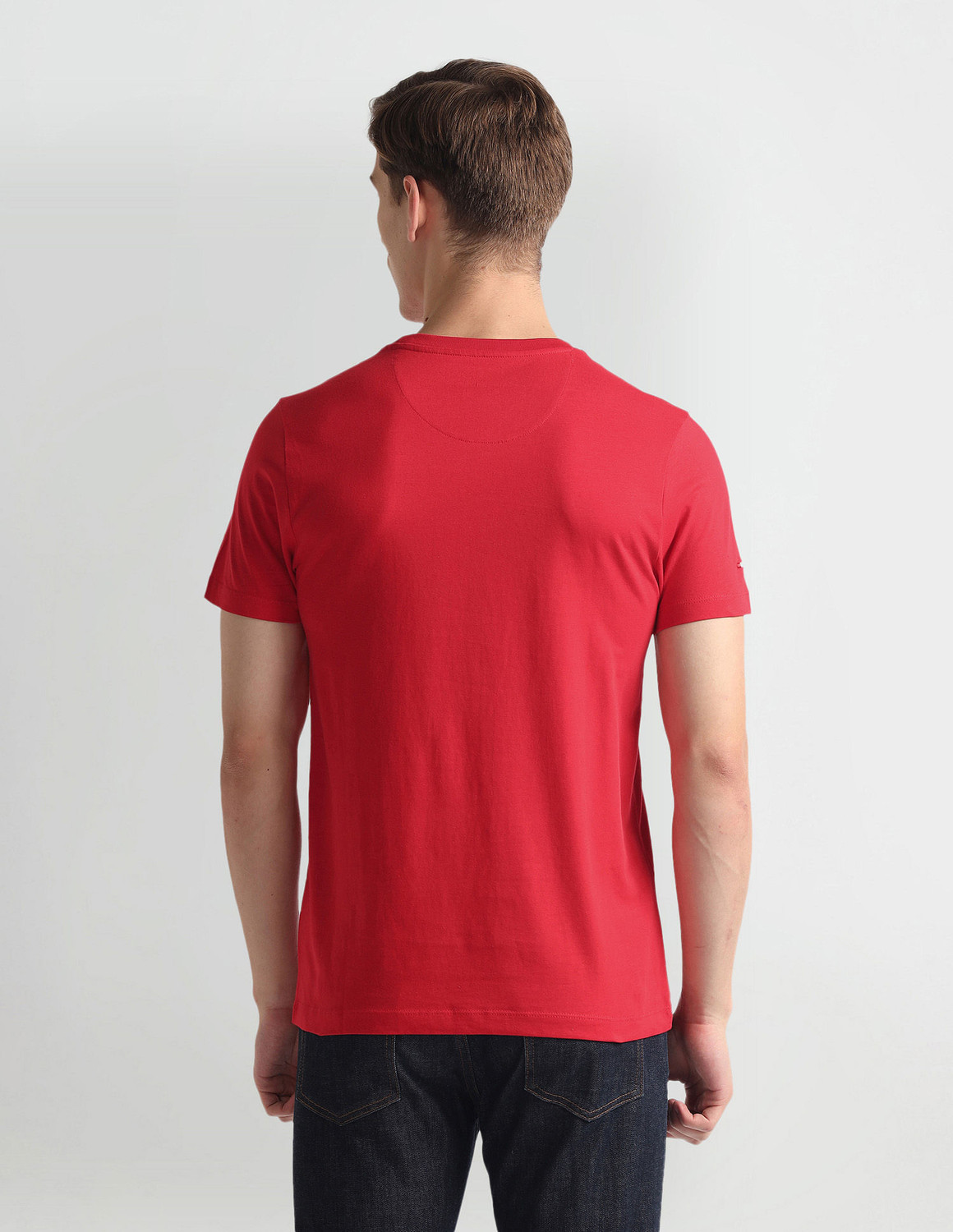 Image of U.S. POLO ASSN. Printed, Typography Men Round Neck Red T-Shirt