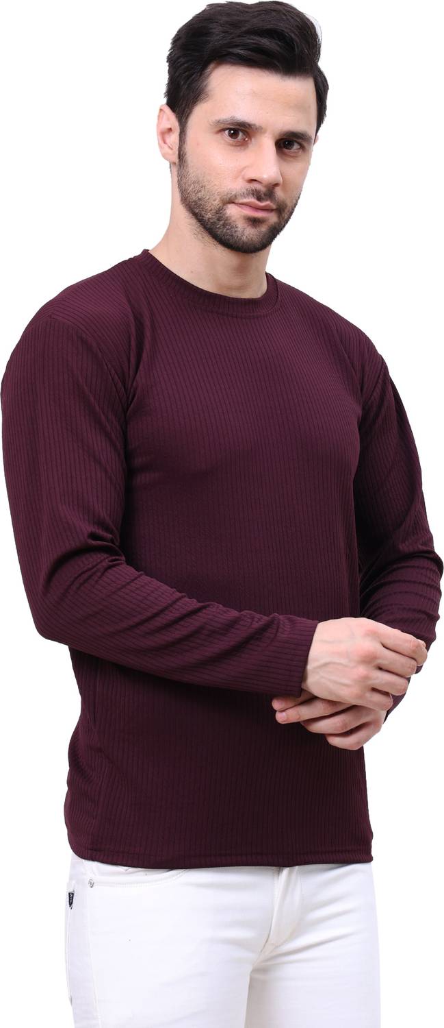 Stitch Theory Men Self Design Crew Neck Cotton Blend Black T-Shir