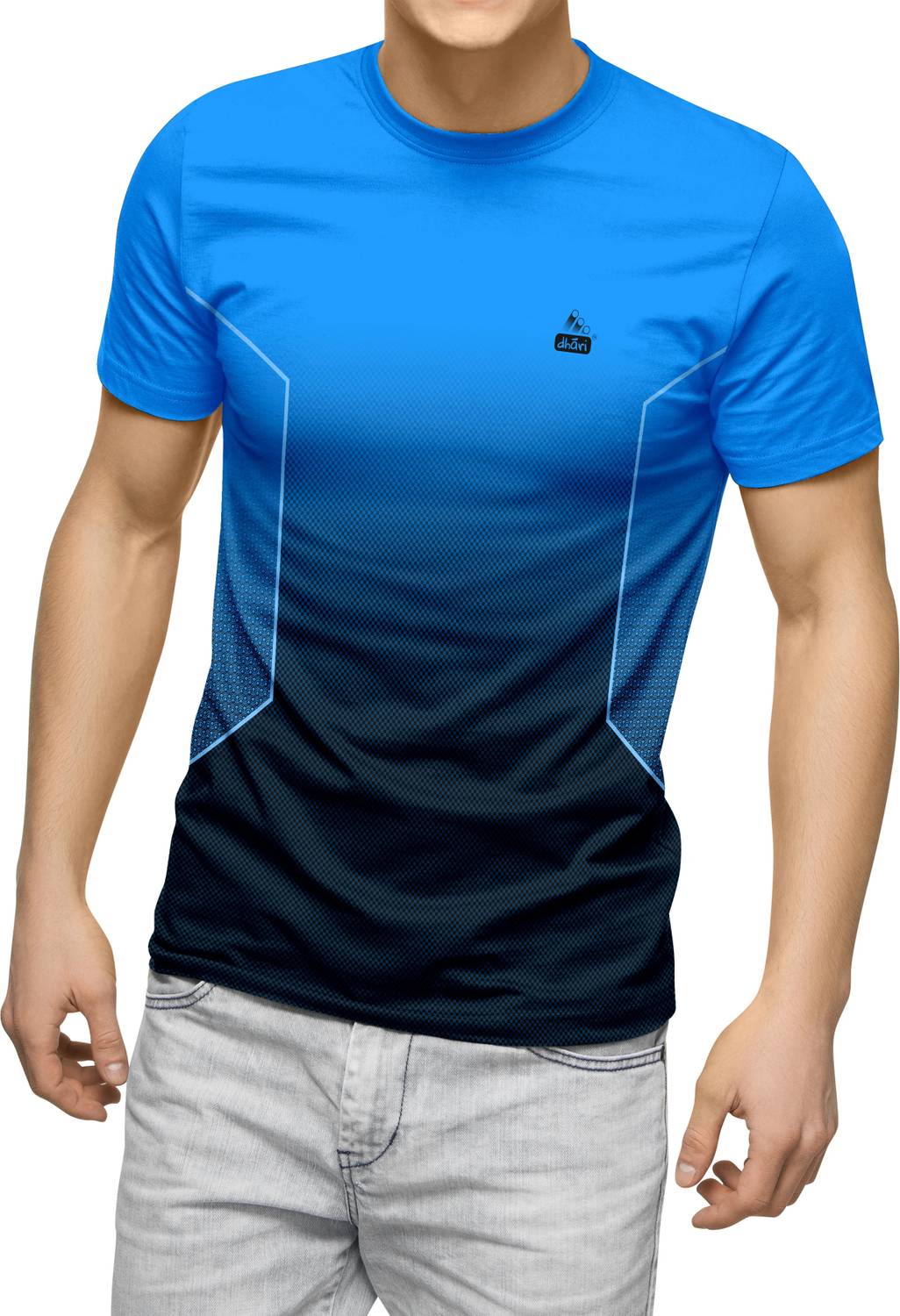 dhaari by unique creation Men Colorblock Round Neck Polyester Blu