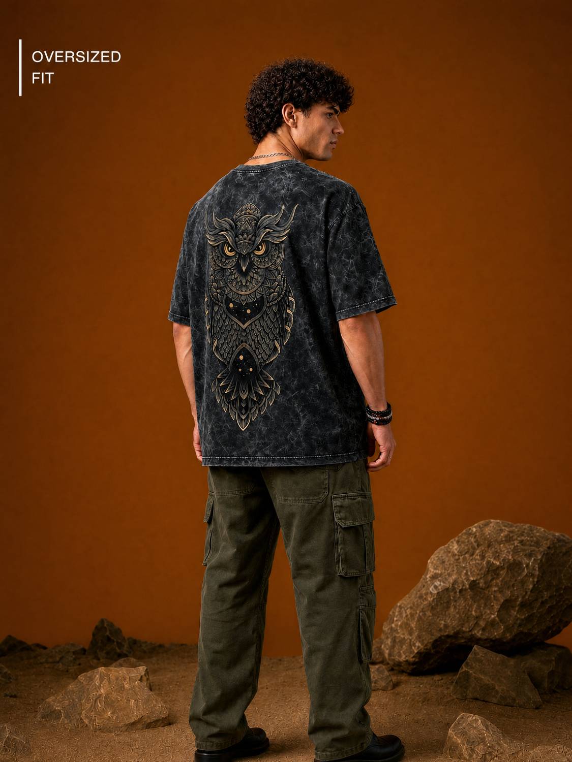 Woops Men Black Printed Round Neck T-Shirt - Image 3