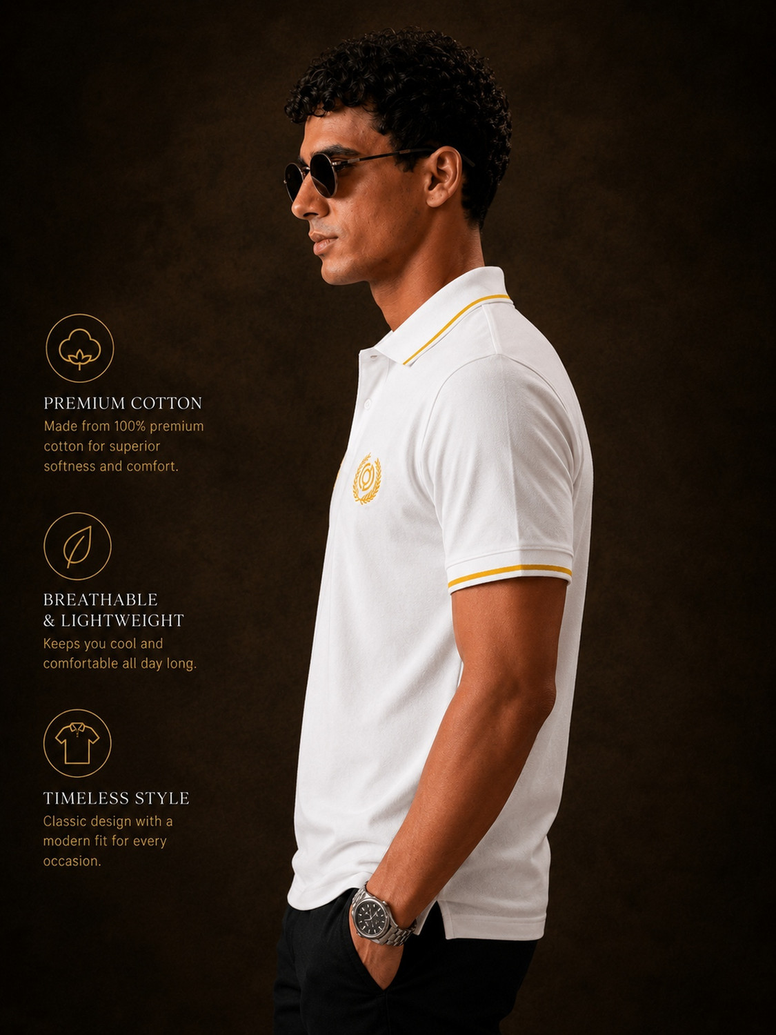 Image of Occupied Clothing Co. Men Solid Polo Neck Pure Cotton White T-Shirt