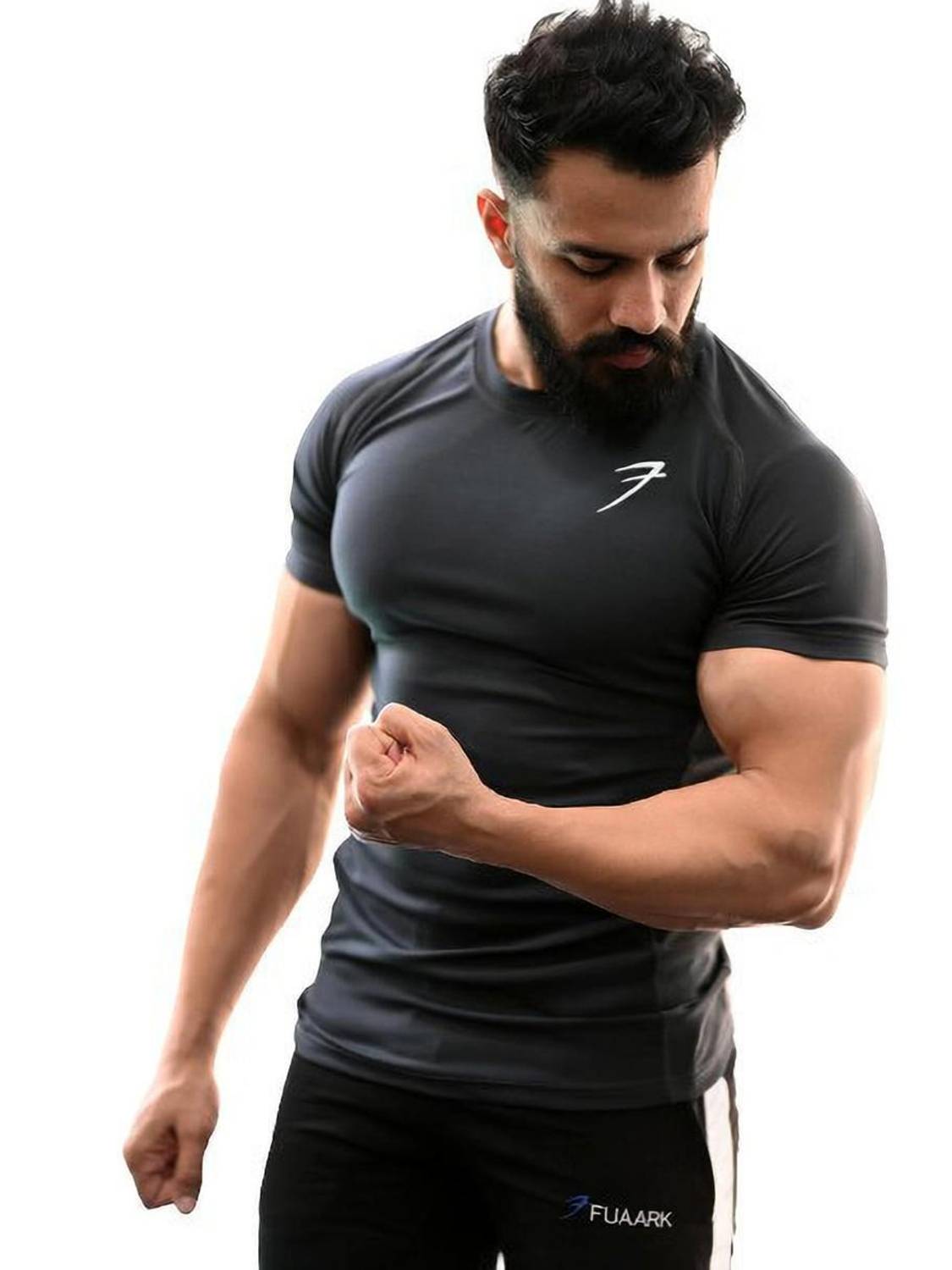 FuaarK Men Grey Round Neck T-Shirt
