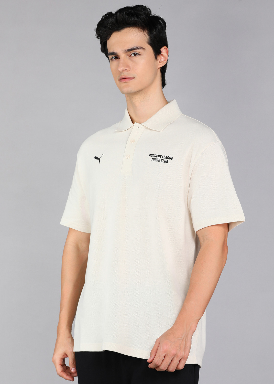 Image of PUMA Solid Men Polo Neck White T-Shirt