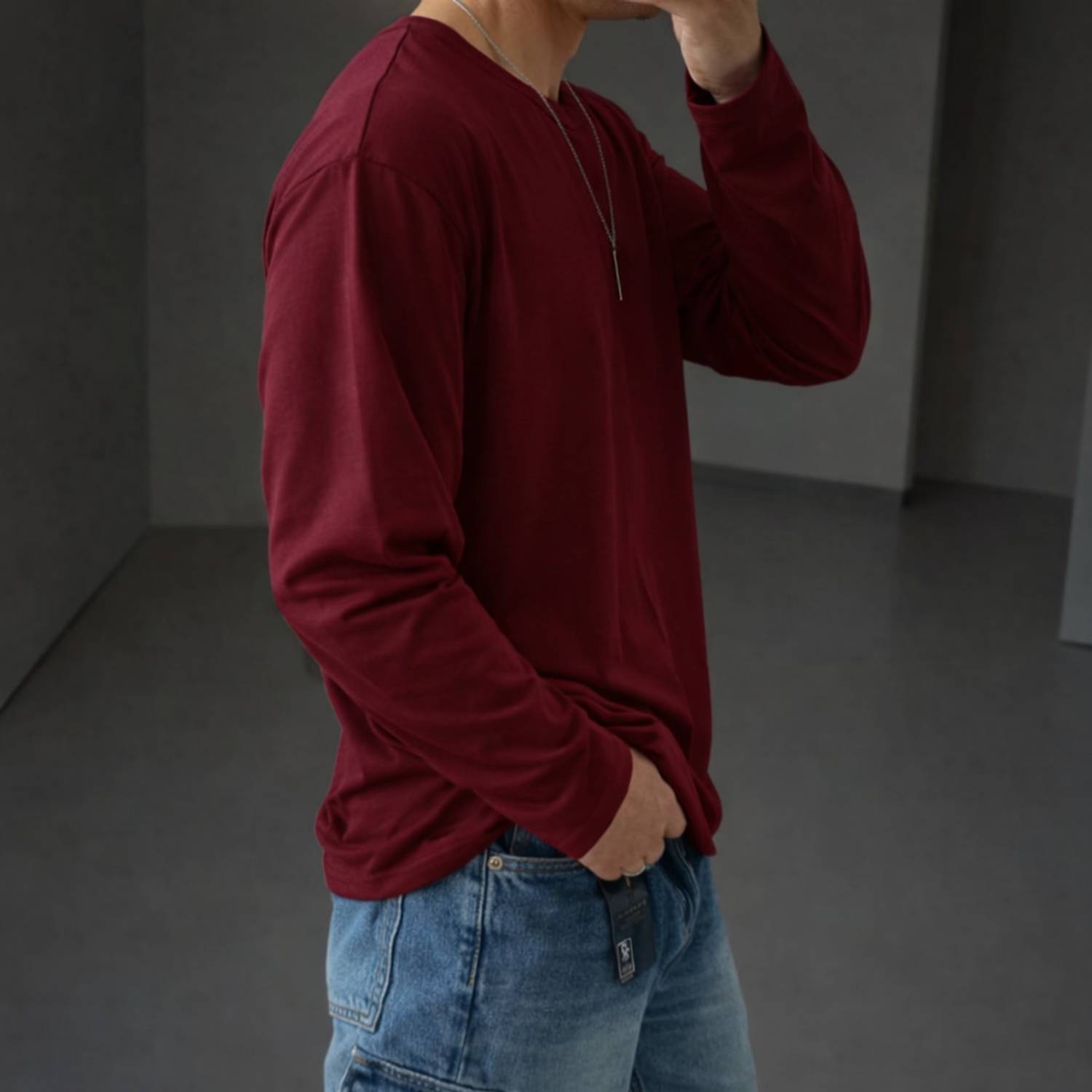 Asta Moda Men Maroon T-Shirt - Image 2