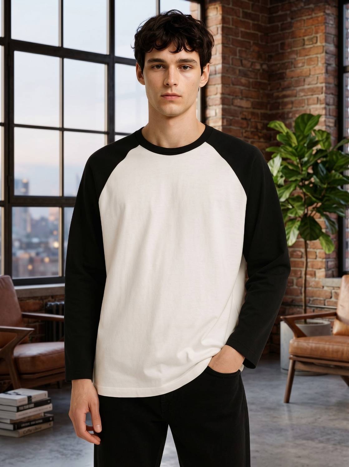MK Digital Colorblock Men Round Neck White T-Shirt