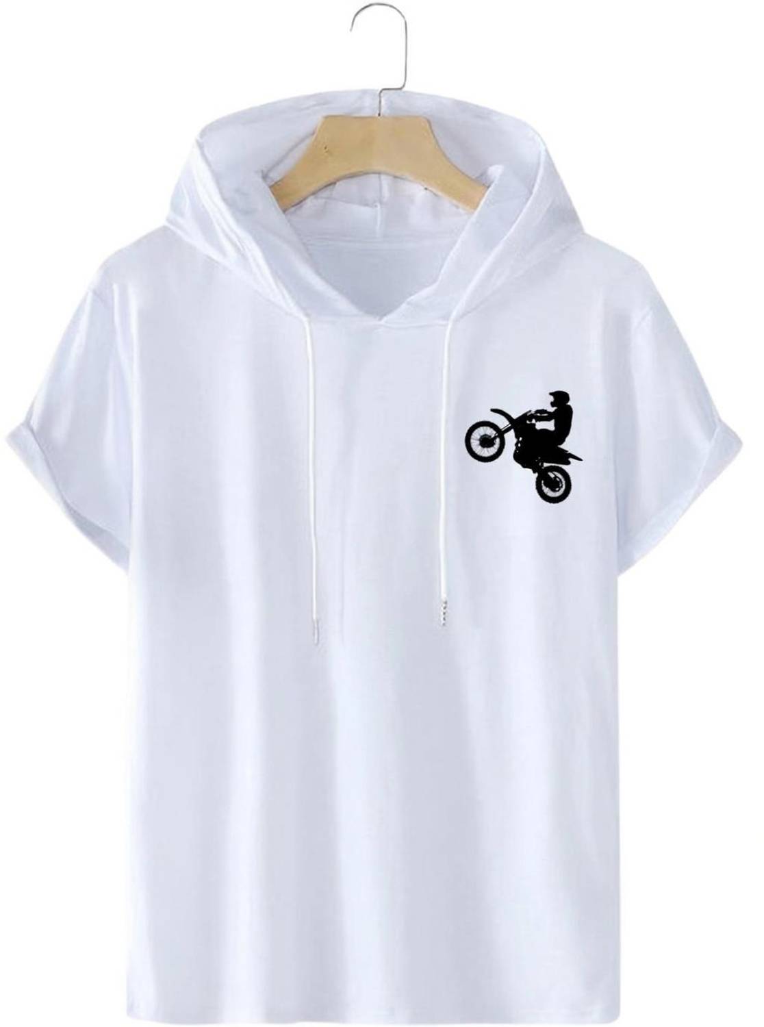 Adabsha Printed Men Hooded Neck White T-Shirt