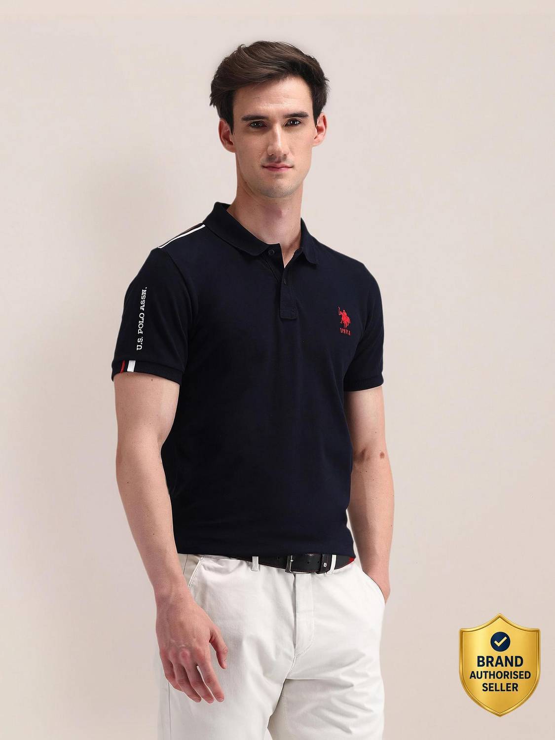 U.S. POLO ASSN. Solid Men Polo Neck Blue T-Shirt