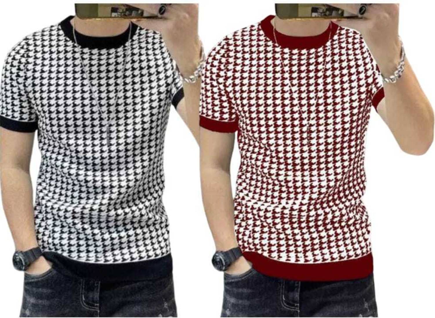 sti Pack of 2 Men Printed Round Neck Polyester Multicolor T-Shirt