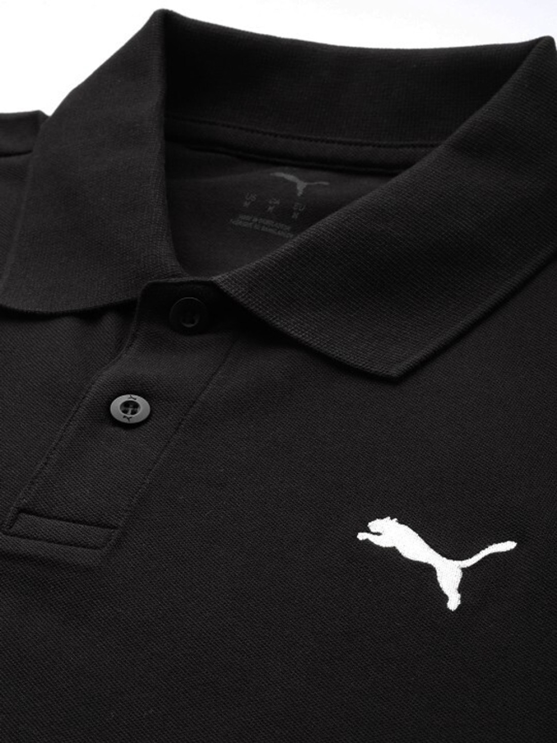 Image of PUMA Solid Men Polo Neck Black T-Shirt