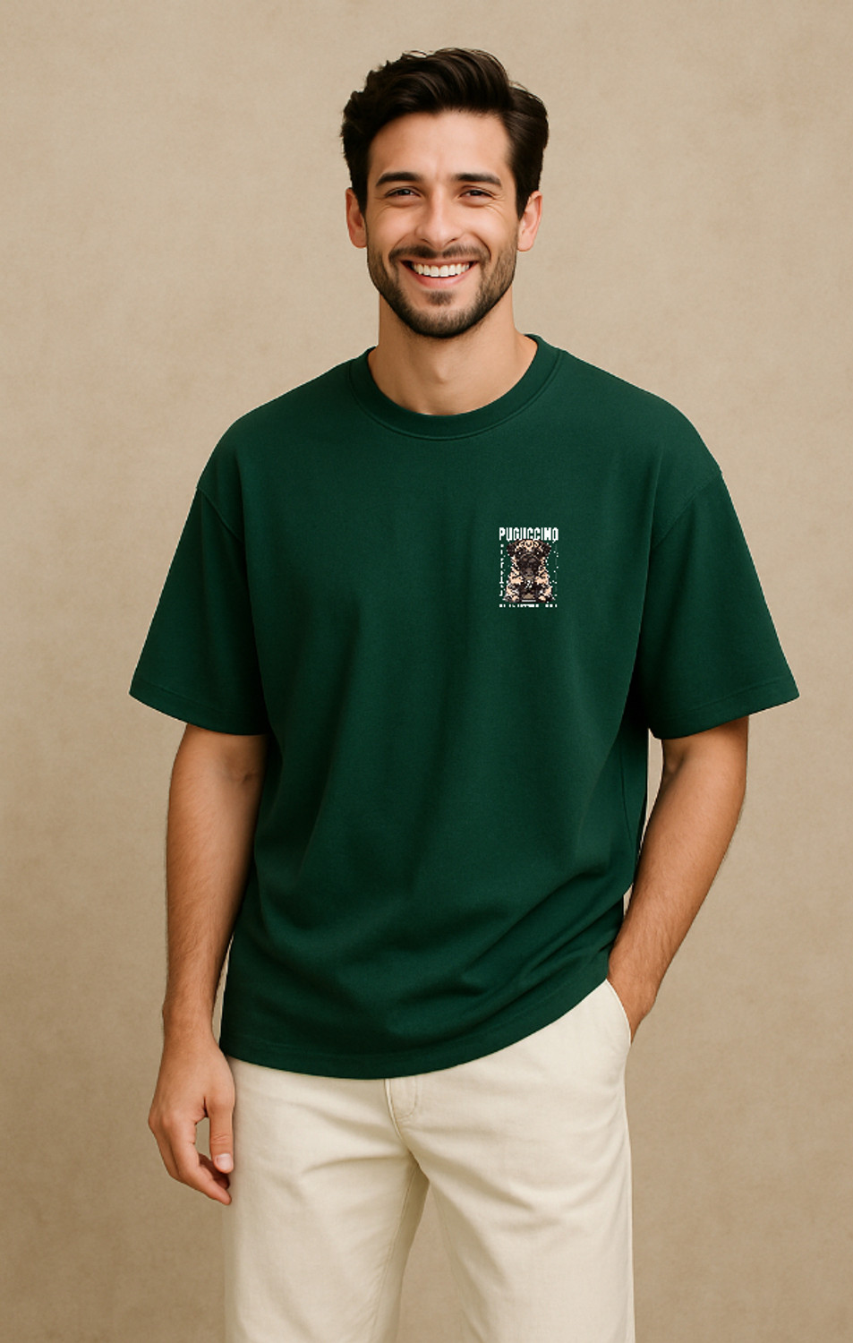 Image of UrGear Printed Men Round Neck Green T-Shirt