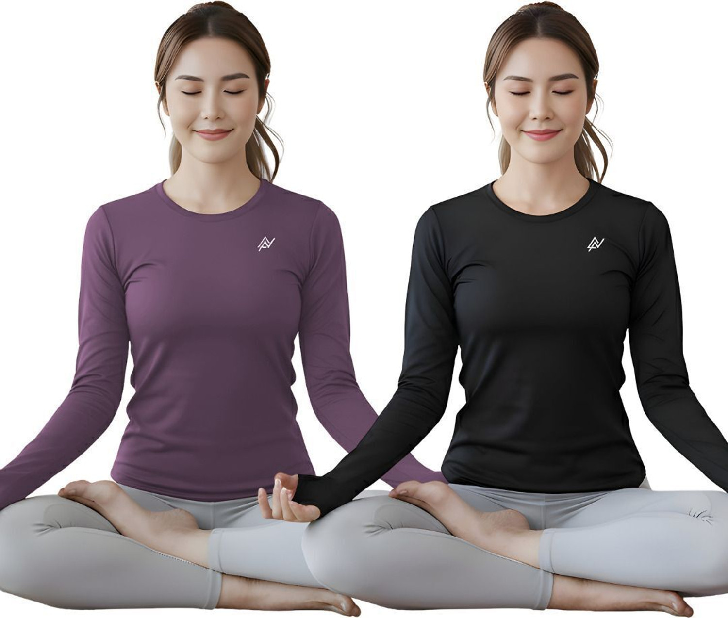 Image of NEXSUS APPARELS Solid Women Round Neck Purple, Black T-Shirt