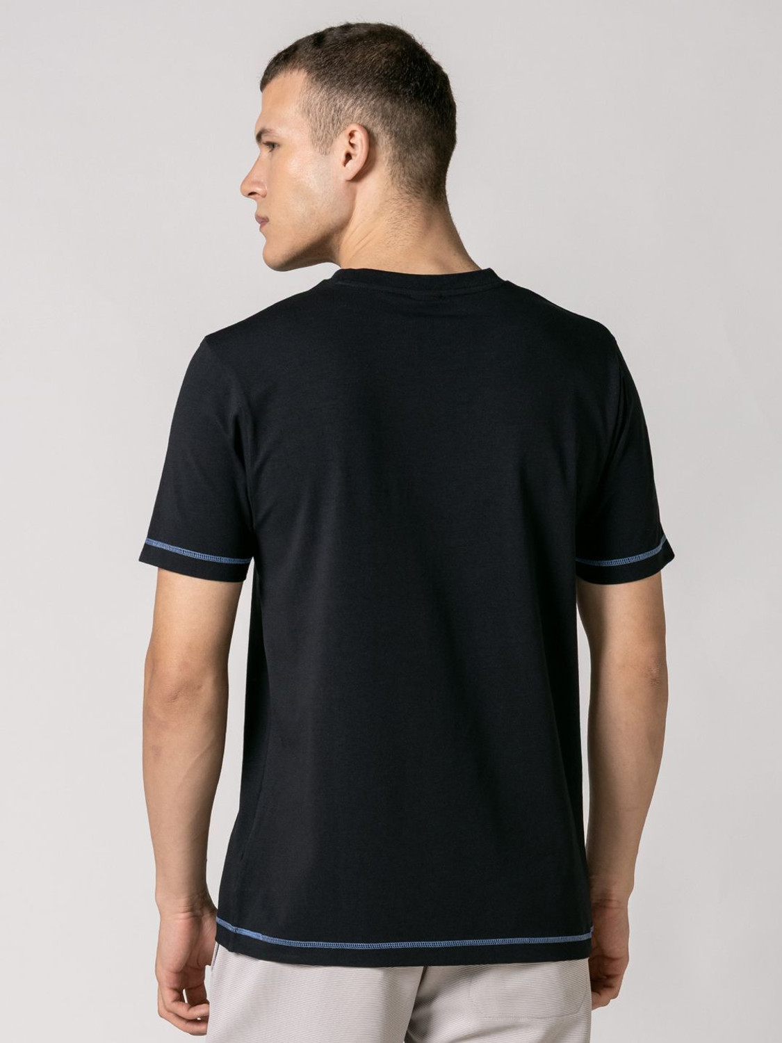 Image of Damensch Solid Men Round Neck Black T-Shirt