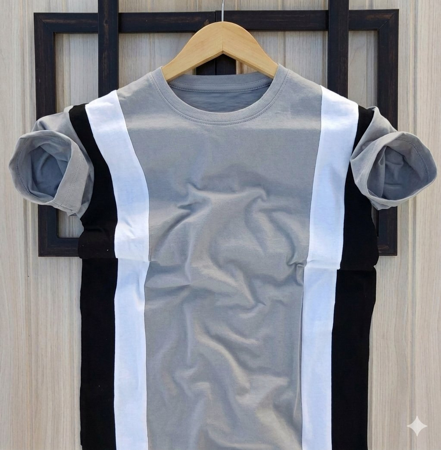 Image of Gofit Colorblock Men Round Neck Grey, Pink T-Shirt