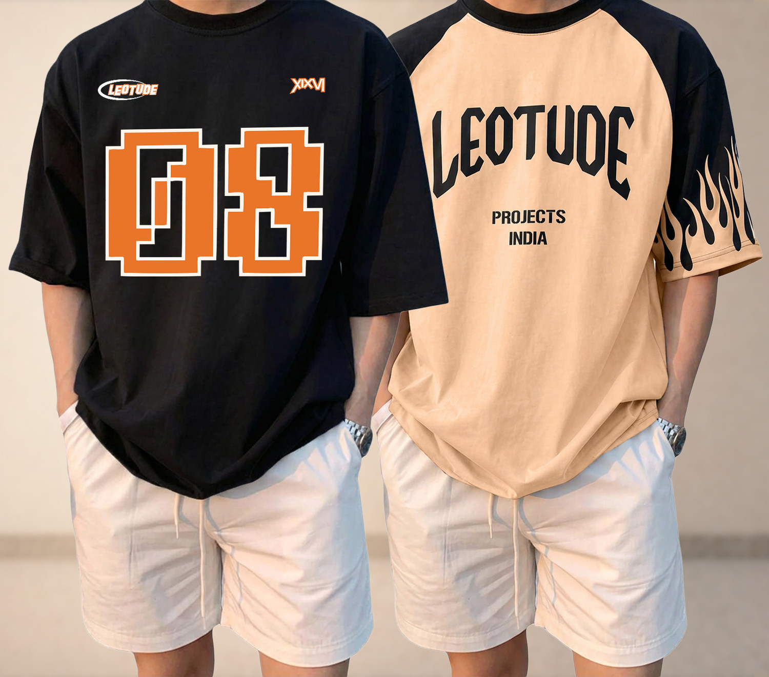Image of Leotude Printed Men Round Neck Multicolor T-Shirt