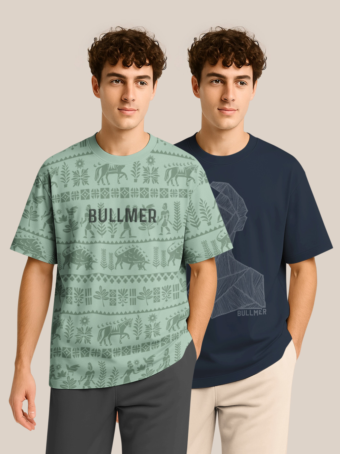 Image of Bullmer Graphic Print Men Round Neck Multicolor T-Shirt