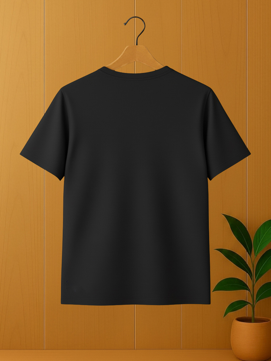 Image of Yazole Solid Men Round Neck Black T-Shirt