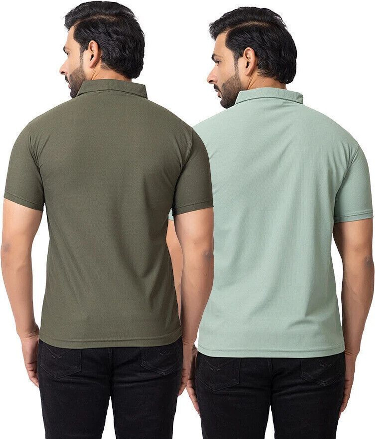Image of BUFFARO Solid Men Polo Neck Green T-Shirt