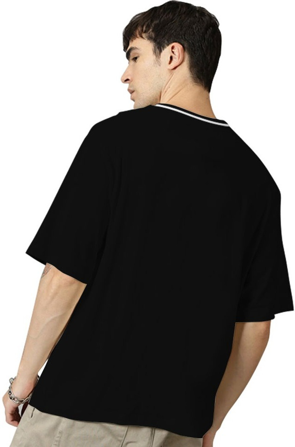 Image of TB Blue Printed Men Round Neck Black T-Shirt
