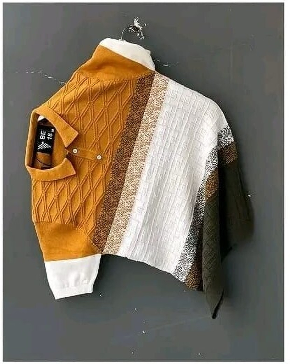 Image of ARAAVI Colorblock Men Polo Neck Multicolor T-Shirt
