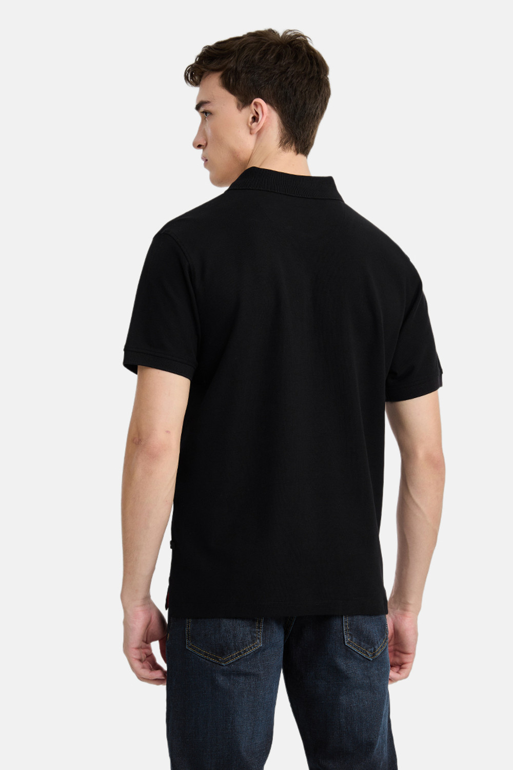 Image of Snitch Solid Men Polo Neck Black T-Shirt
