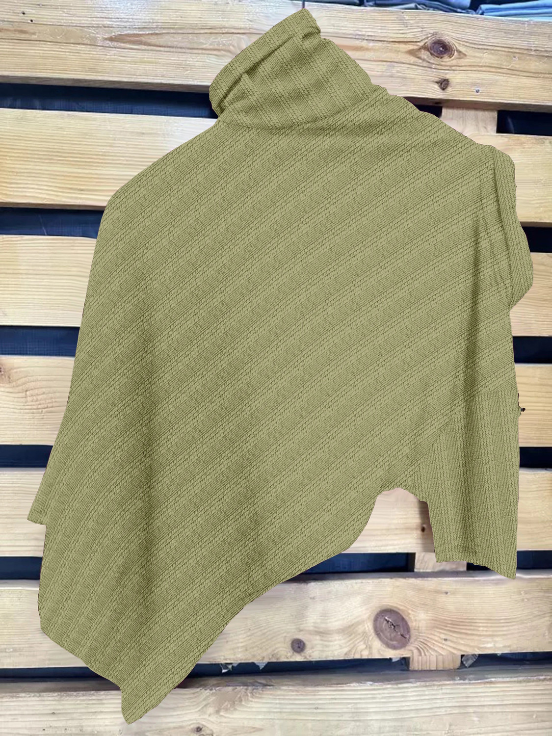 Image of COMBRAIDED Striped Men Zip Neck Green T-Shirt