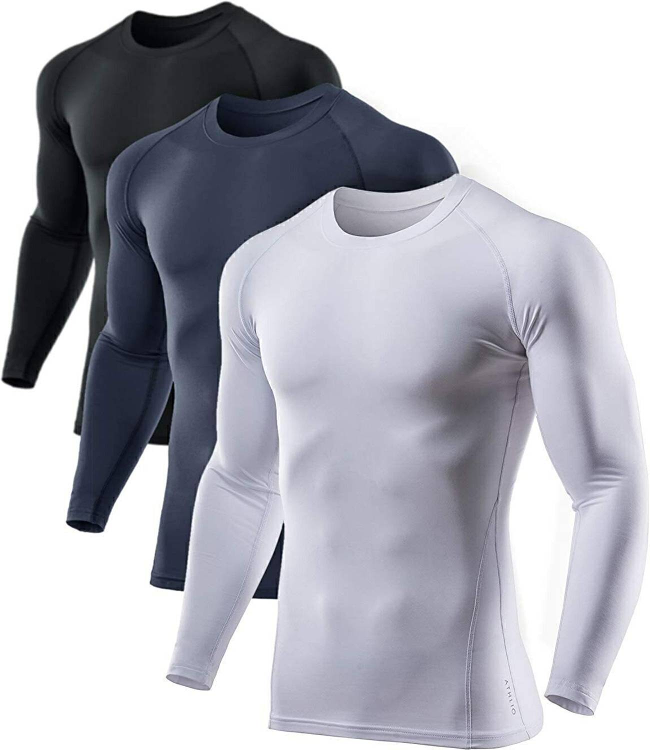 Kyk Pack of 3 Men Solid Round Neck Polyester Black, Blue, White T