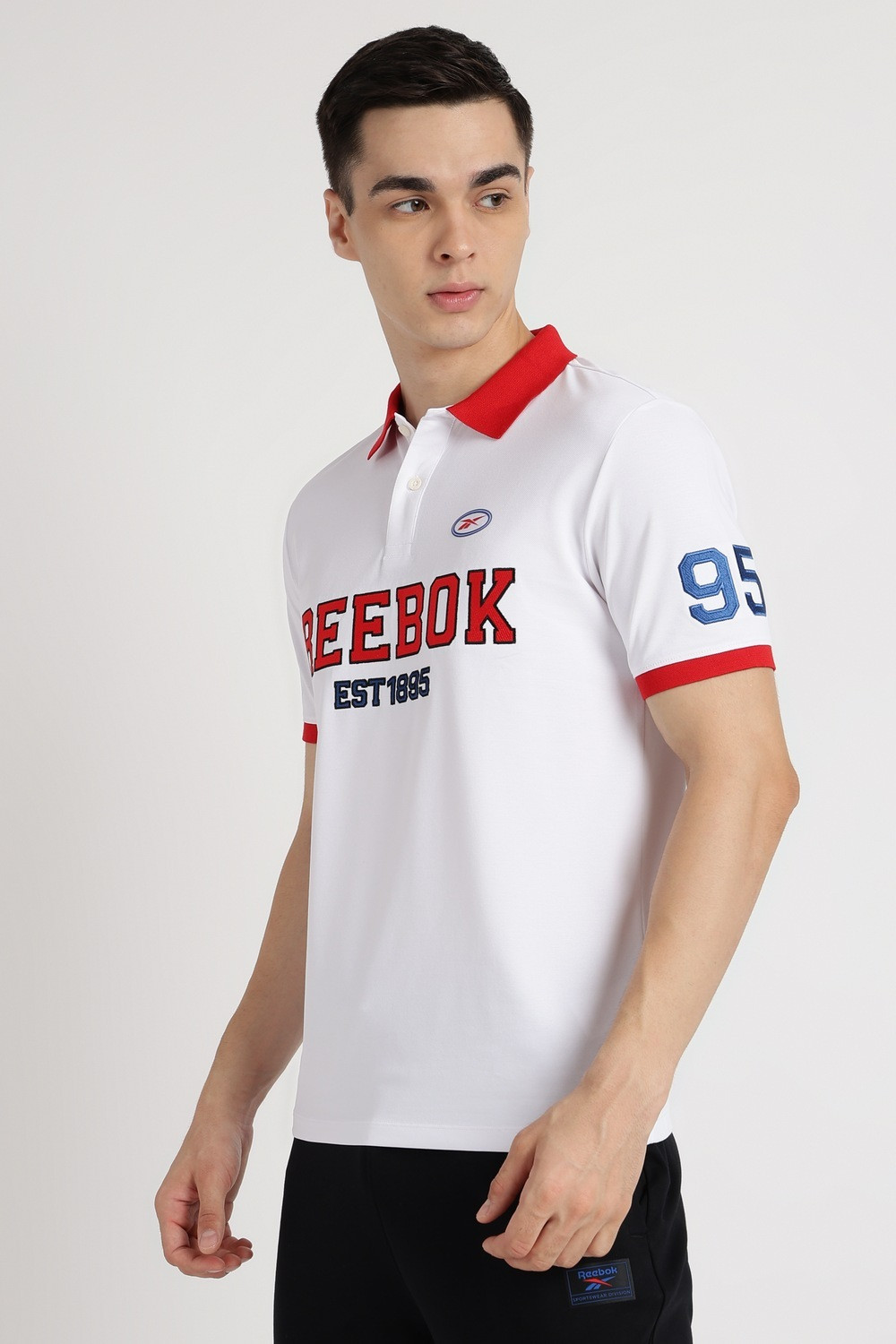 Image of REEBOK Printed Men Polo Neck White T-Shirt