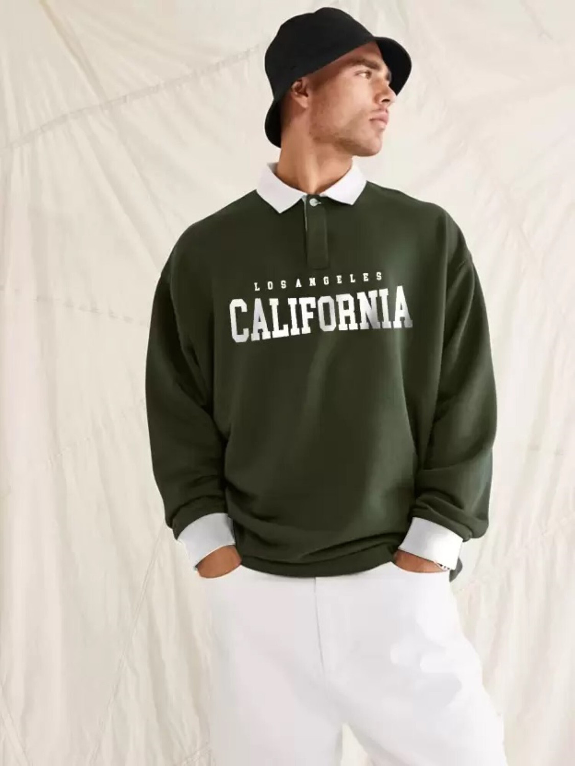 Image of Jump Cuts Printed Men Polo Neck Green T-Shirt