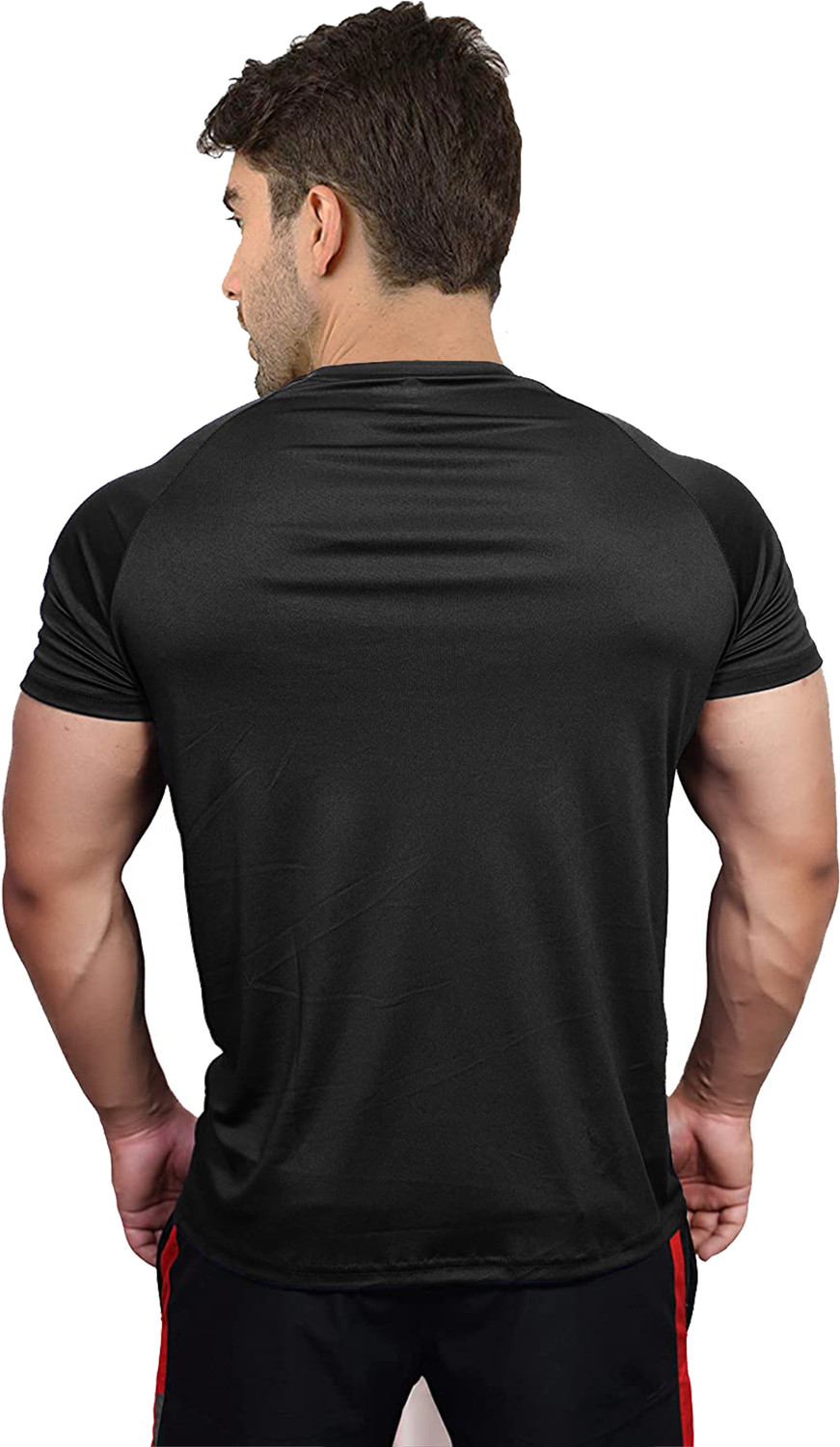 Image of UDI n ADI Solid Men Round Neck Black, Grey, Red T-Shirt