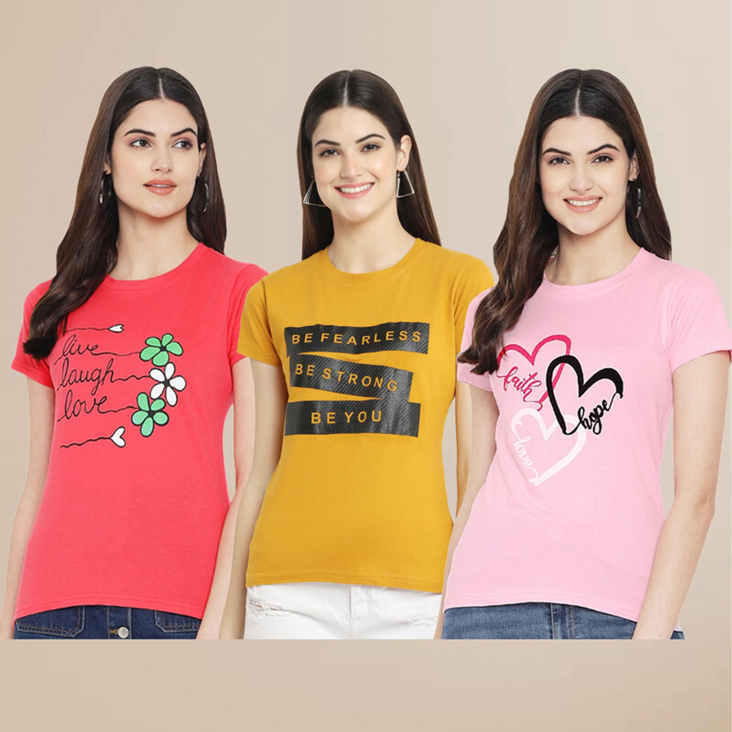 Image of METRONAUT Printed Women Round Neck Multicolor T-Shirt