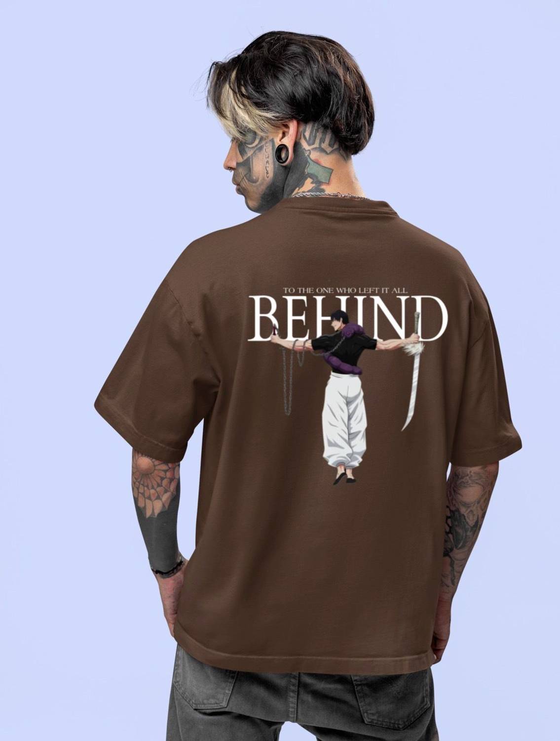 dos hermanos Men Printed Round Neck Cotton Blend Brown T-Shirt