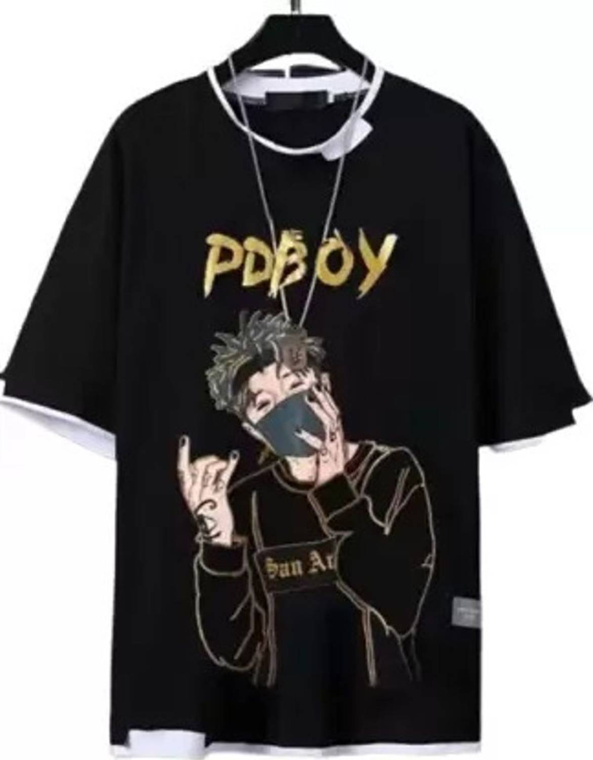 KASPY Men Printed Round Neck Polyester Black T-Shirt