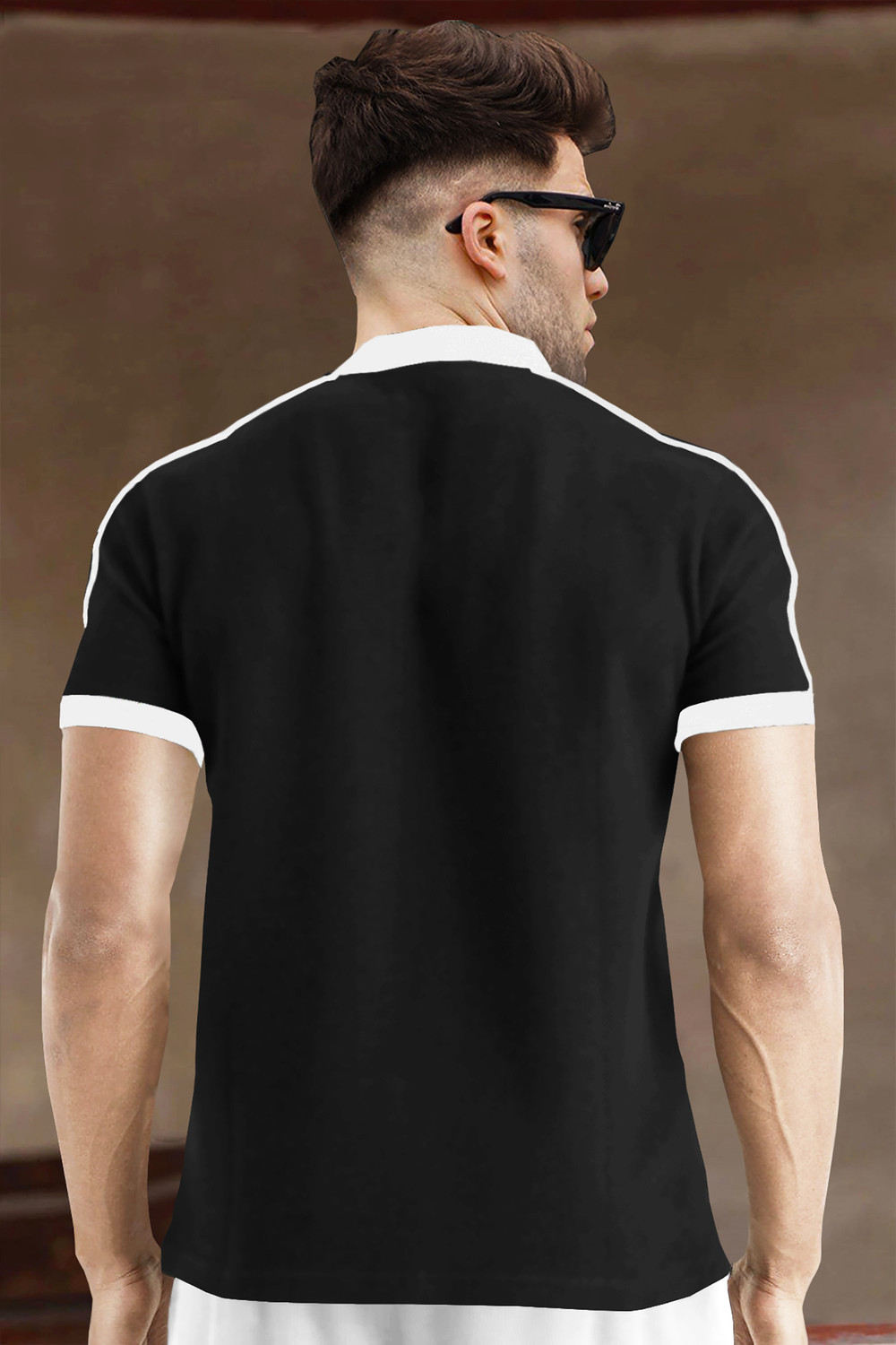 Image of TRIPR Solid Men Henley Neck Black, White T-Shirt