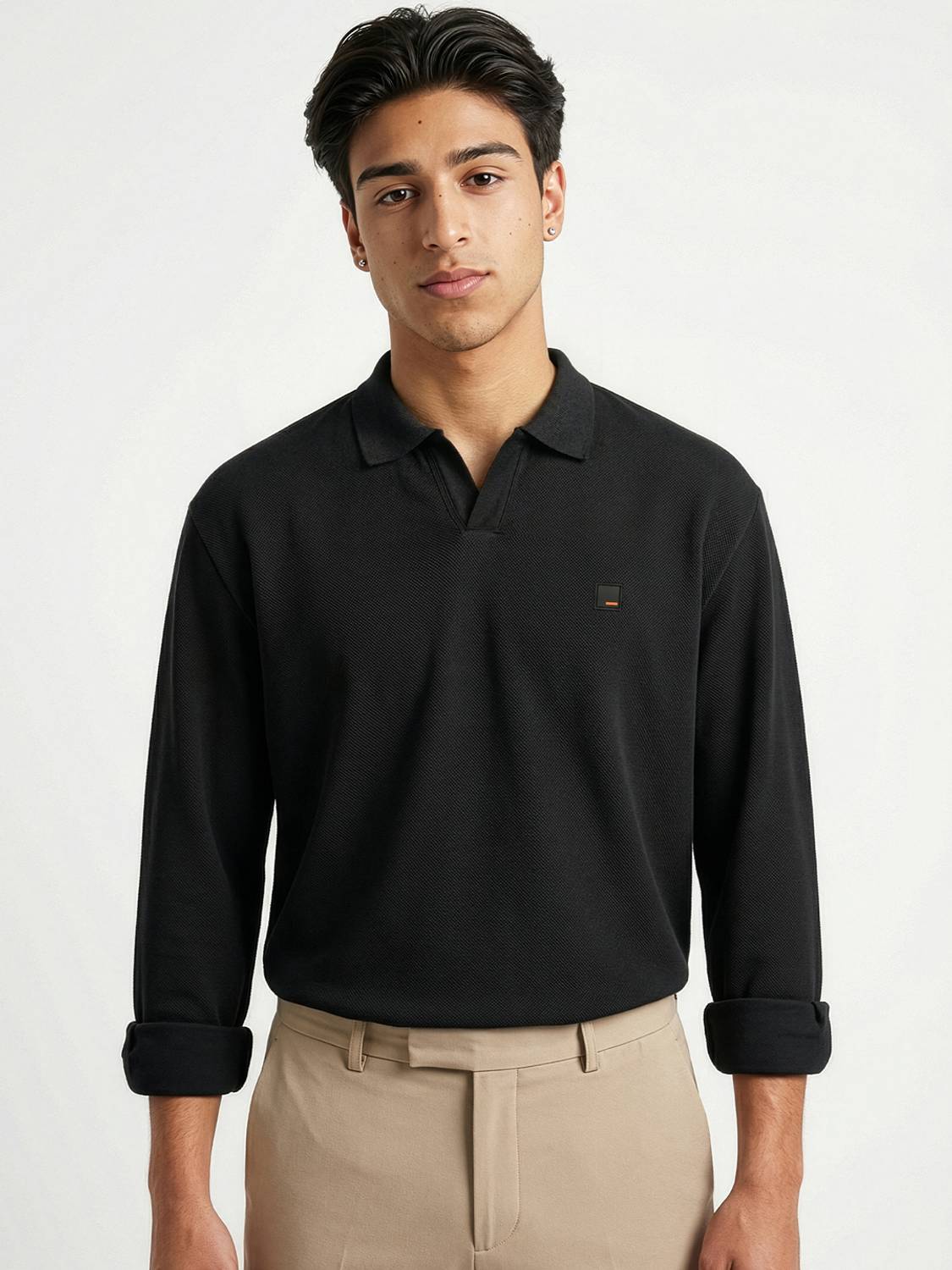 Damensch Black Polo Neck T-Shirt - Image 3