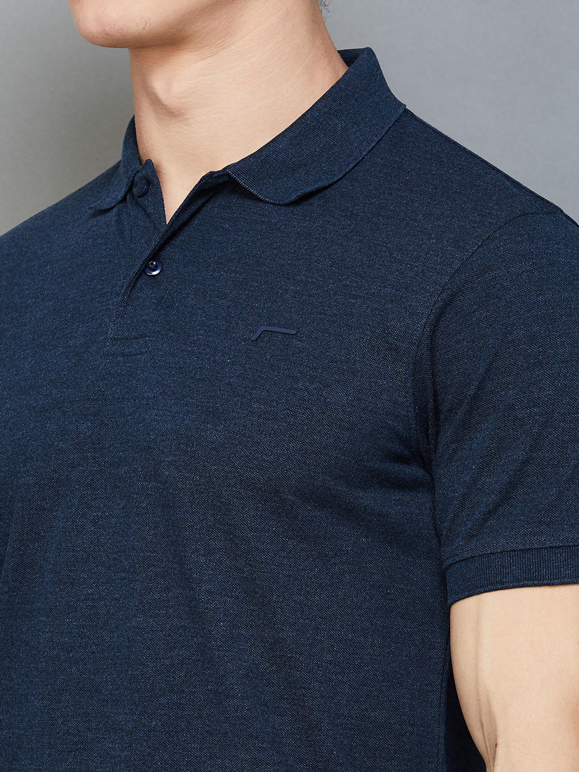 Image of Fame Forever by Lifestyle Solid Men Polo Neck Dark Blue T-Shirt