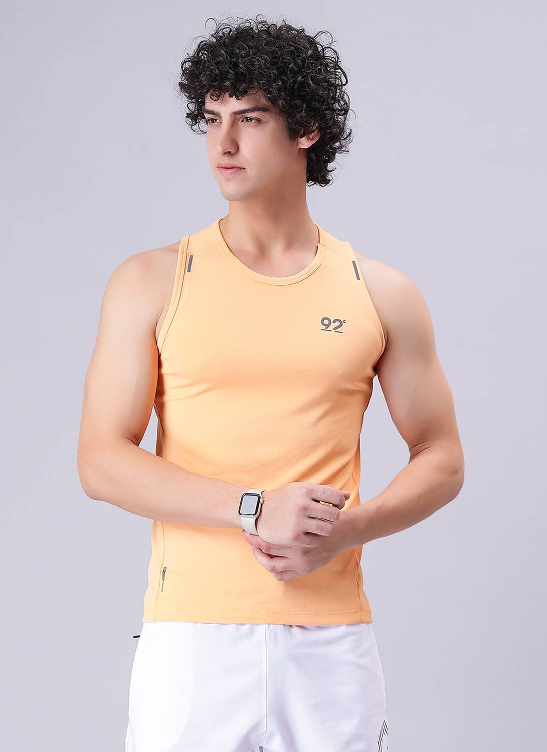92 Ninety Two Solid Men Round Neck Orange T-Shirt