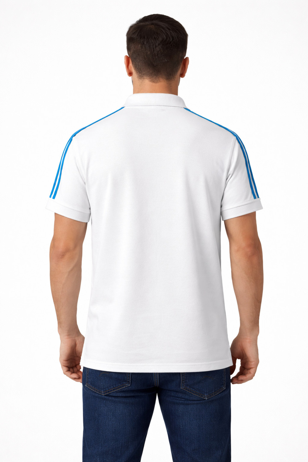 Image of dude's fashion Striped Men Polo Neck White T-Shirt