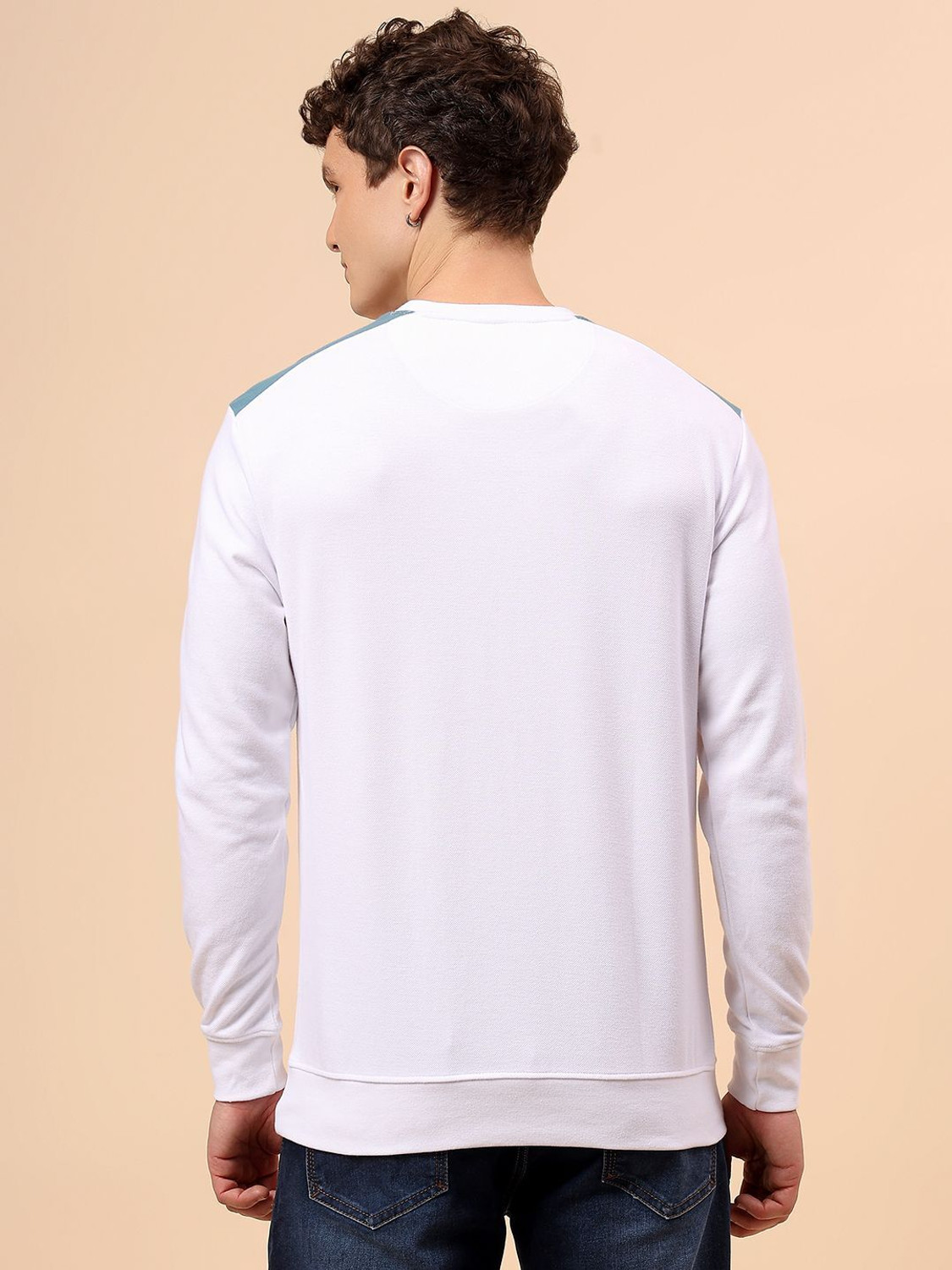 Image of CANTABIL Men Printed Round Neck Polycotton White T-Shirt