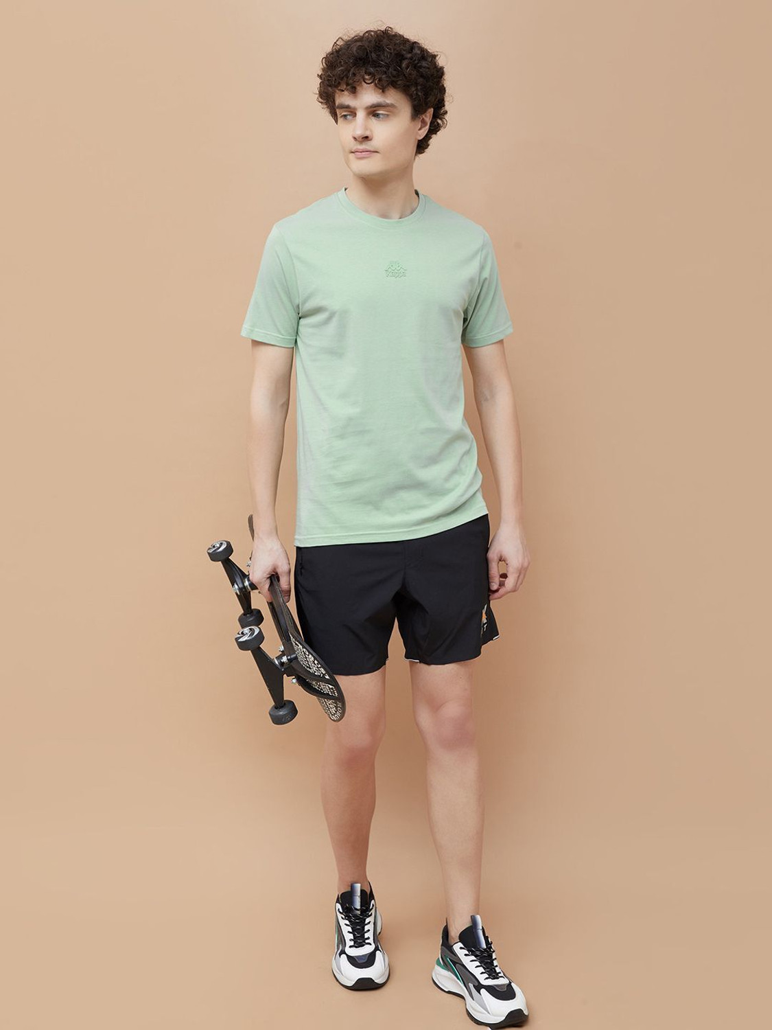Image of Kappa Solid Men Round Neck Green T-Shirt